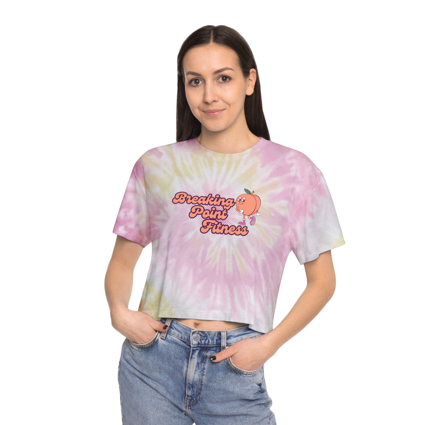 Women's Peach BPF Tie-Dye Crop Tee